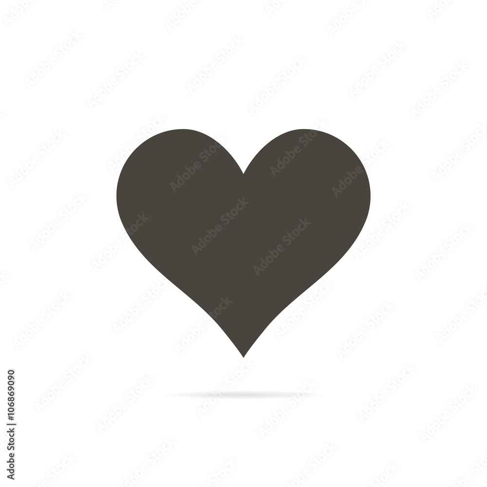 Heart icon in flat style with shadow white background