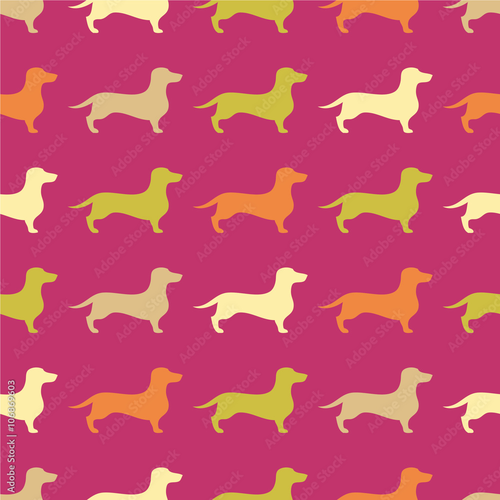 Seamless decorative background with Dachshund. Print. Cloth design, wallpaper. Seamless decorative background with Dachshund. Print. Cloth design, wallpaper.