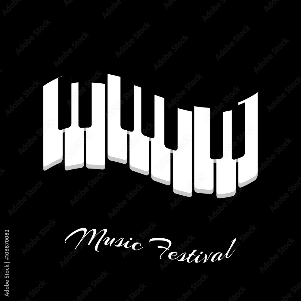 Fototapeta premium Music festival piano keyboard on a black background