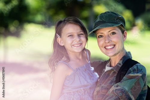 Happy soldier reunited with her daughter