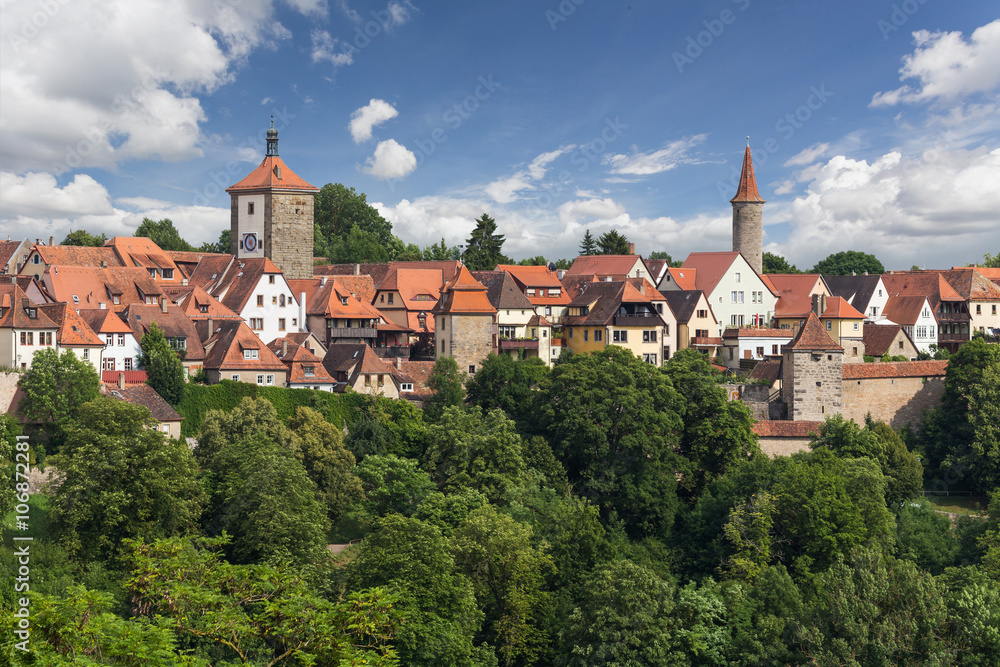Rothenburg ob der Tauber, picturesque medieval city in Germany,