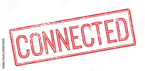 Connected red rubber stamp on white