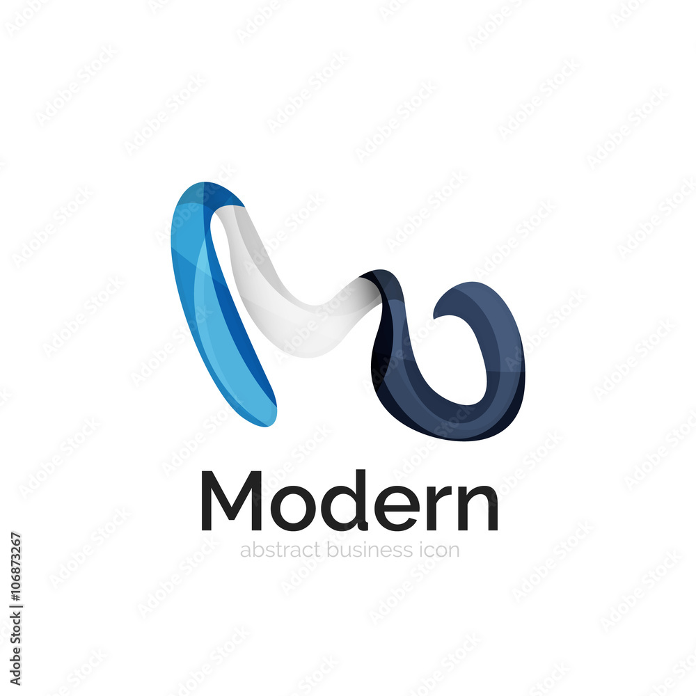 Obraz premium Wave ribbon logo, vector abstract shape