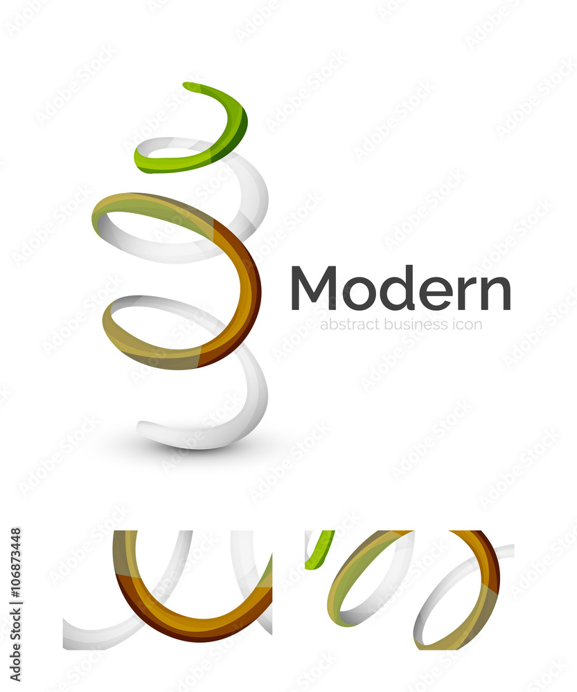 Abstract 3d swirl ribbon logo template with business card corporate identity design Abstract 3d swirl ribbon logo template with business card corporate identity design