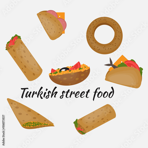 Turkish Fast food, Traditional  street food, Turkish cuisine.