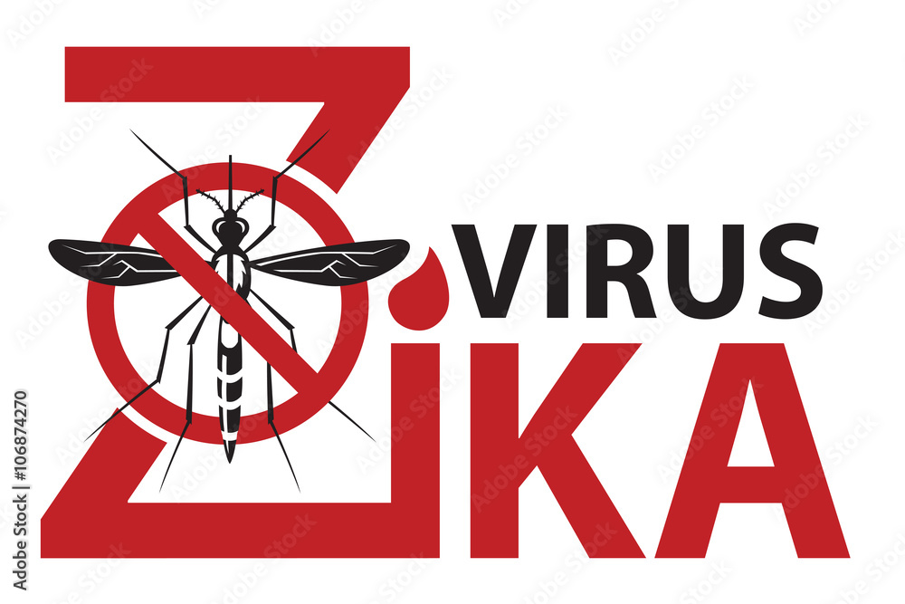 image of Zika virus alert with mosquito prohibited sign image of Zika virus alert with mosquito prohibited sign