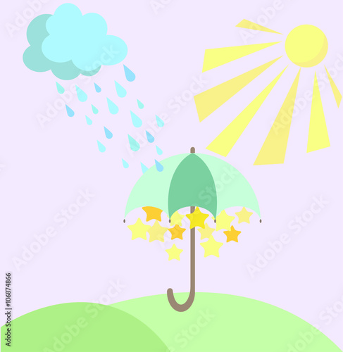 Stars are hidden under an umbrella