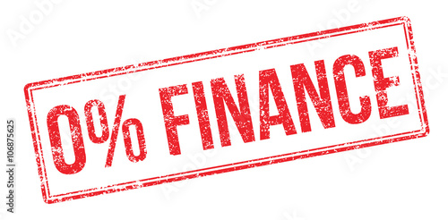Zero percent finance red rubber stamp on white