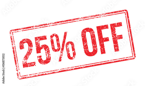 25% OFF red rubber stamp on white