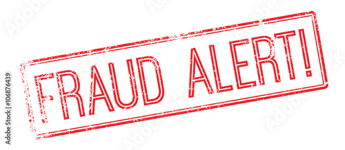 Fraud Alert red rubber stamp on white