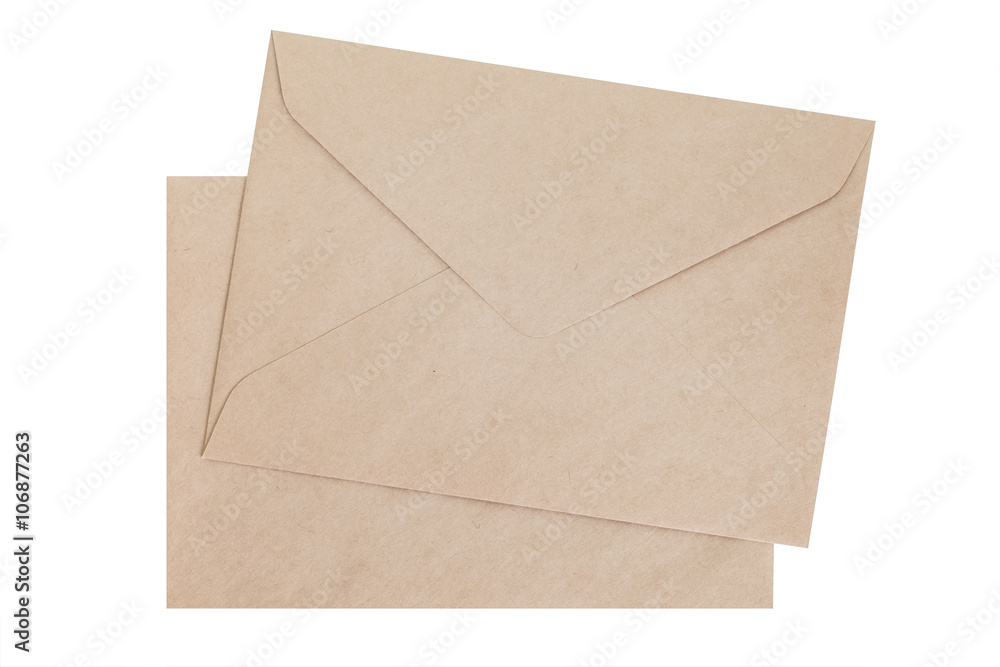 Brown paper envelope isolated on white background Brown paper envelope isolated on white background