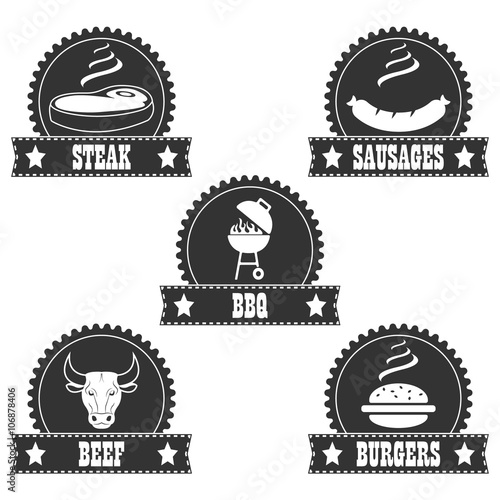 Vintage Barbecue Icon-Set (Grau)