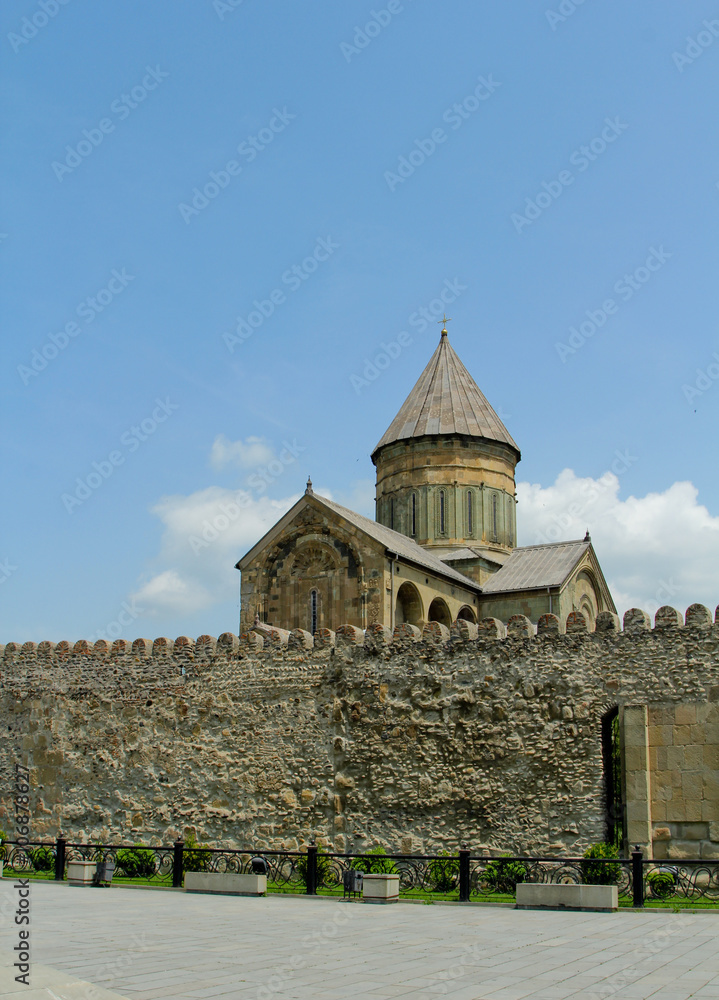 Svetitskhoveli church and castle complex panorama in Mtskheta, GeorgiaTravel to beautiful parts of Georgia.