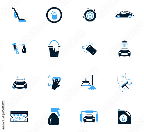 Car wash shower service icons set photo