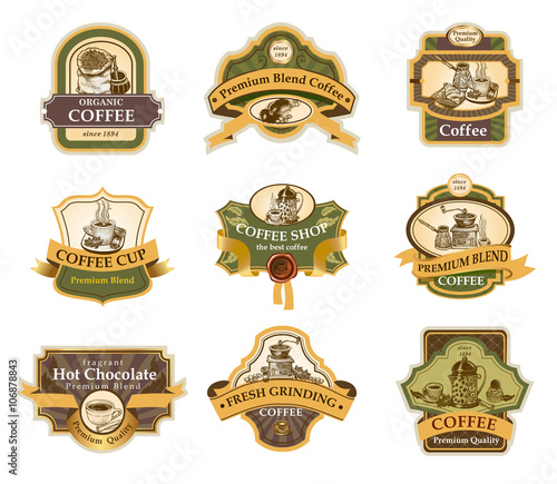Organic Coffee labels set.