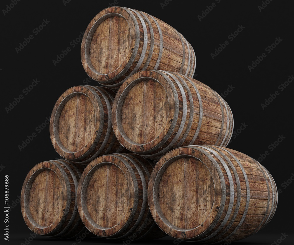 Wood barrels isolated