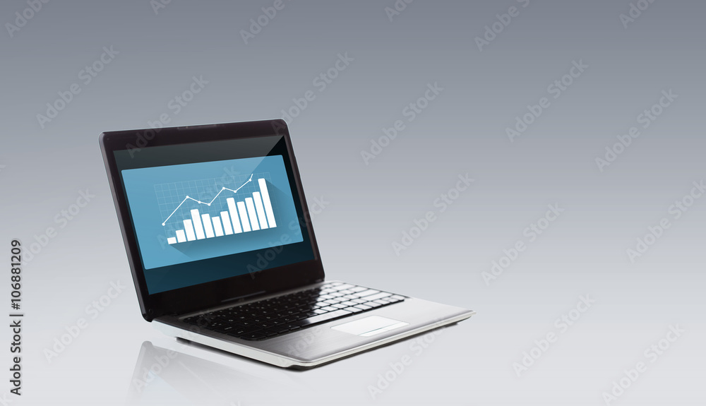 laptop computer with chart on screen laptop computer with chart on screen