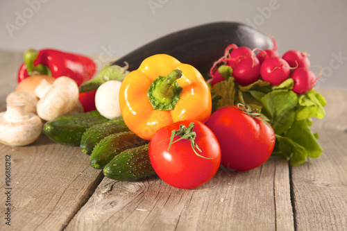 Vegetables . Fresh Bio Vegetable in a Basket. Over Nature Background