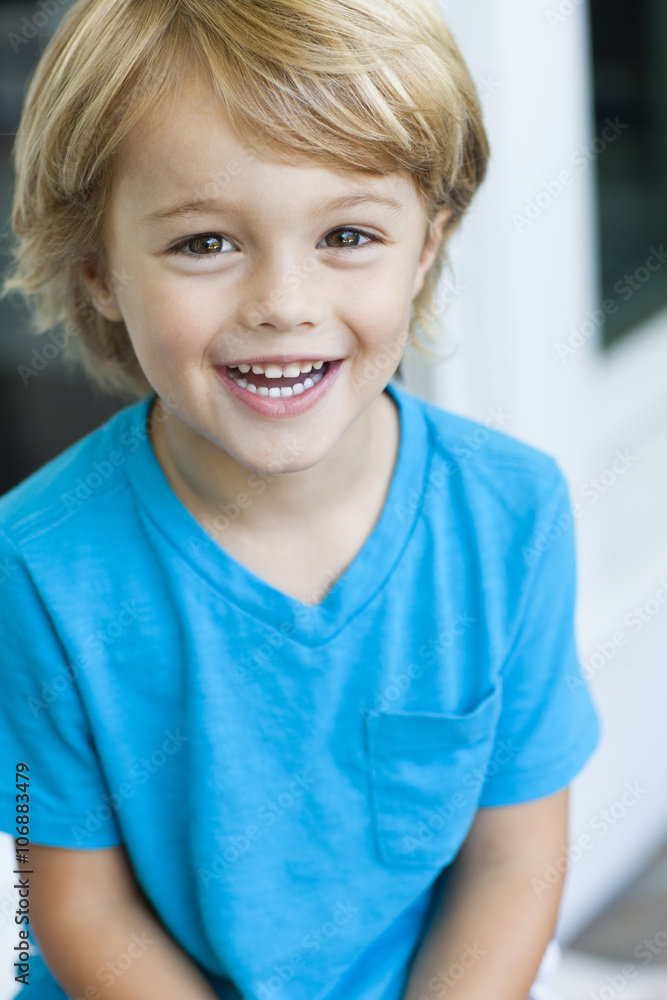 Caucasian boy smiling outdoors Caucasian boy smiling outdoors