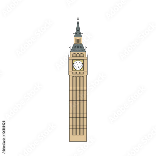 isolated Big Ben. Vector illustration