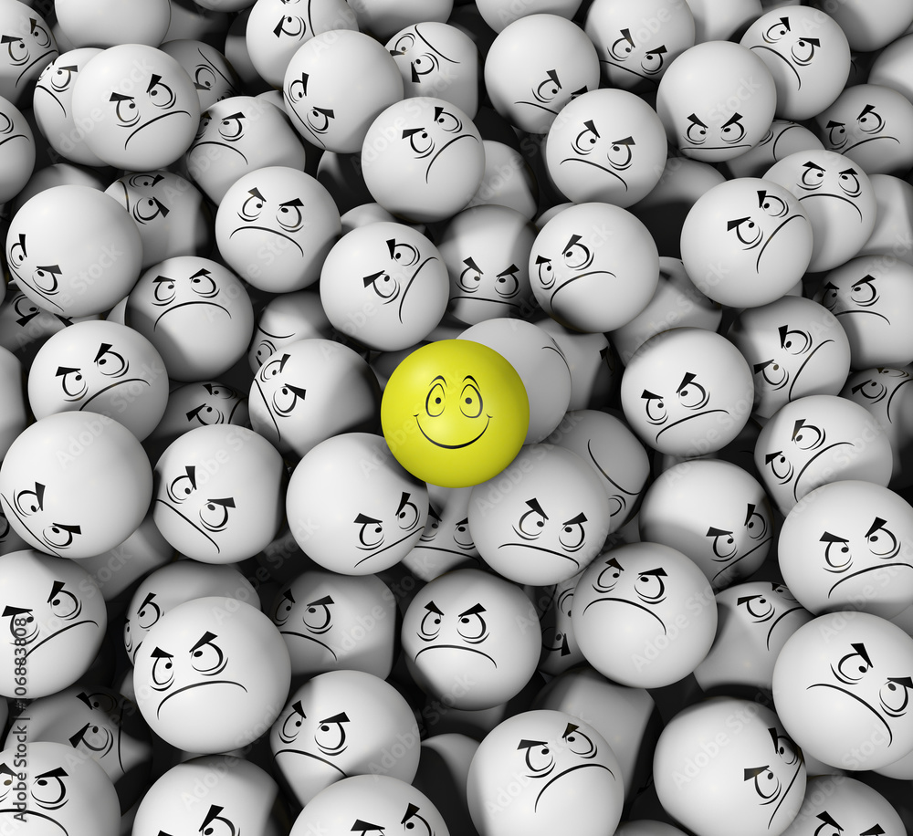 Smile among angry faces Smile among angry faces