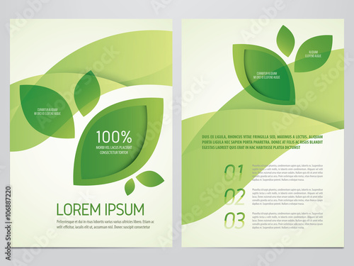Brochure, poster, annual report, flyer, magazine vector template. Modern green leaf, environment design.