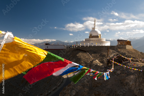 Budhist Shanti Stupa in Leh, Ladakh, India