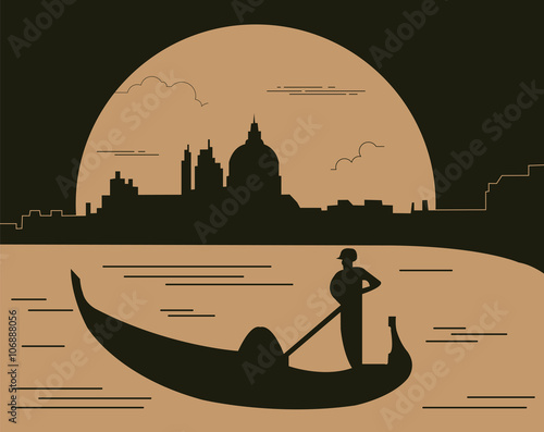 City buildings graphic template. Venice.