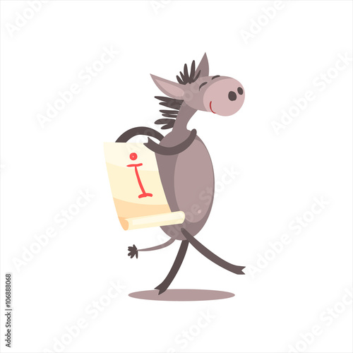 Donkey Holding An I Sign