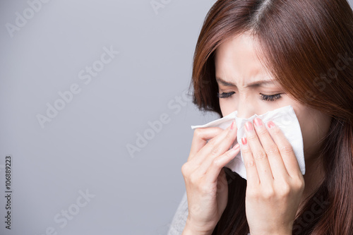 A Woman catches a cold