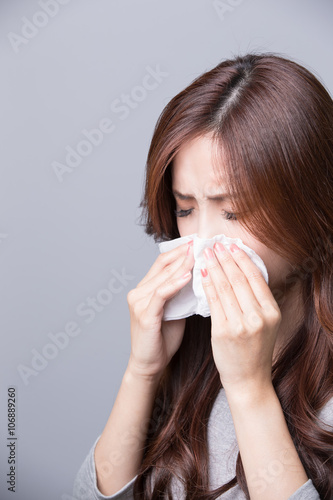 A Woman catches a cold