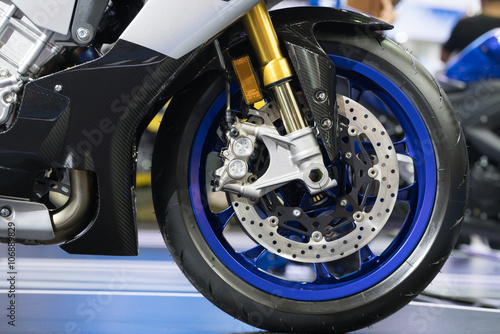 Disc brake of modern motorcycle s front wheel