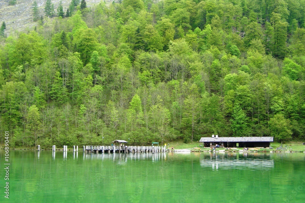 Koenigsee. The beautiful mountain lake in Germany Koenigsee. The beautiful mountain lake in Germany