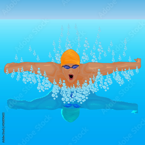 a swimmer on the pool vector