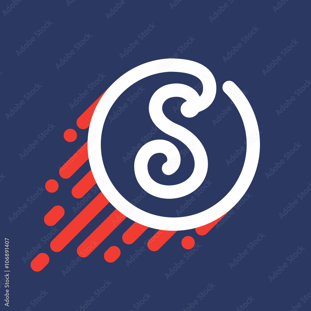 S letter logo in circle with speed line.