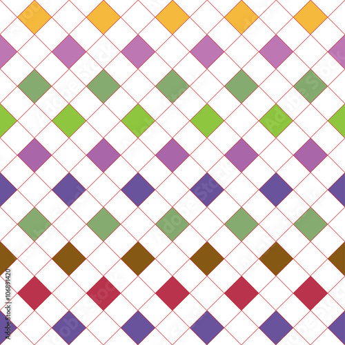 Grid with varicolored squares. Seamless pattern