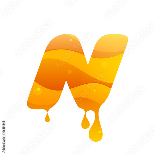 N letter logo. Honey style.