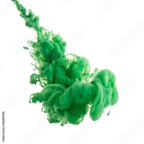 Abstract green paint in water