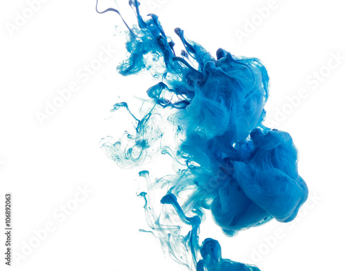 Abstract blue paint in water