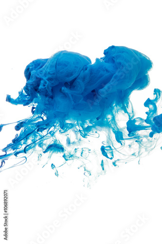 Abstract blue paint in water