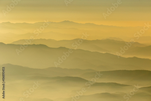 Layer of mountains and mist at sunset time  Landscape at Doi Luang Chiang Dao  High mountain in Chiang Mai Province  Thailand