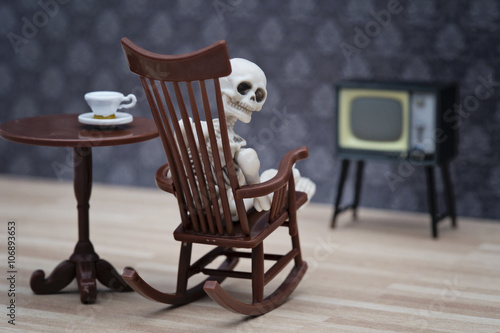 skeleton and tv