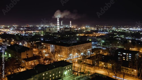 Wallpaper Mural Cityscape with thermal power plant at night, time lapse, Russia Torontodigital.ca