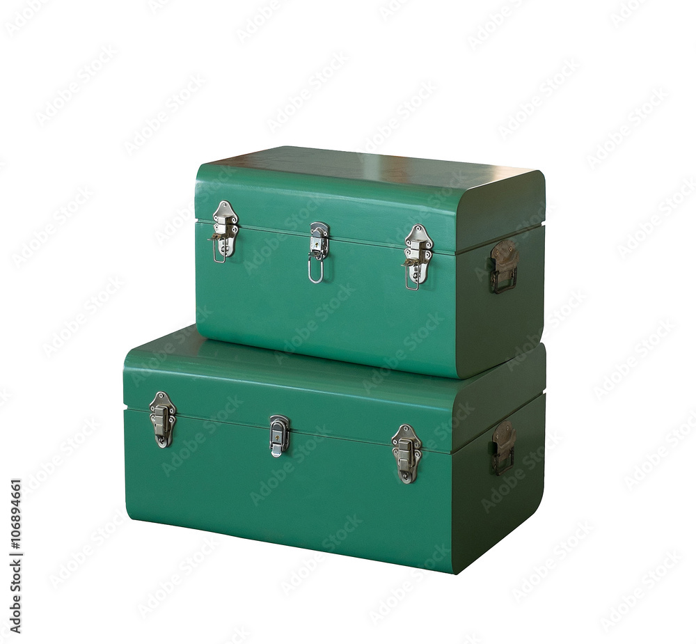 green treasure chest on white background green treasure chest on white background