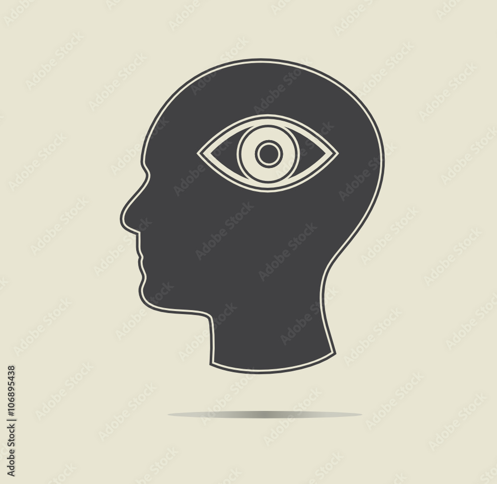 Third eye symbol in a head. Ezoteric concept, vector icon. Stock Vector |  Adobe Stock