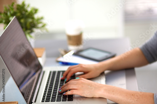 Young businesswoman working on a laptop