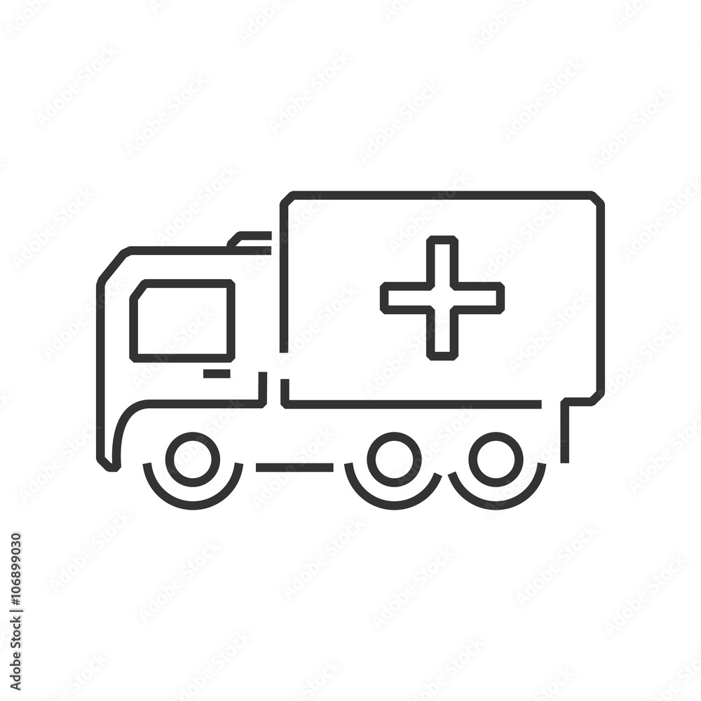 line icon truck ambulance car icon design