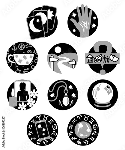 Ten Psychic Fortune Teller icons - black