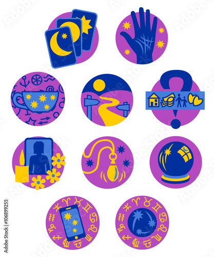 Ten Psychic Fortune Teller icons - purple and blue