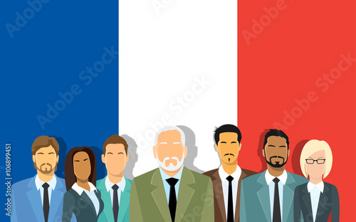 Senior Businessmen Group of Business People Team Over France Flag 